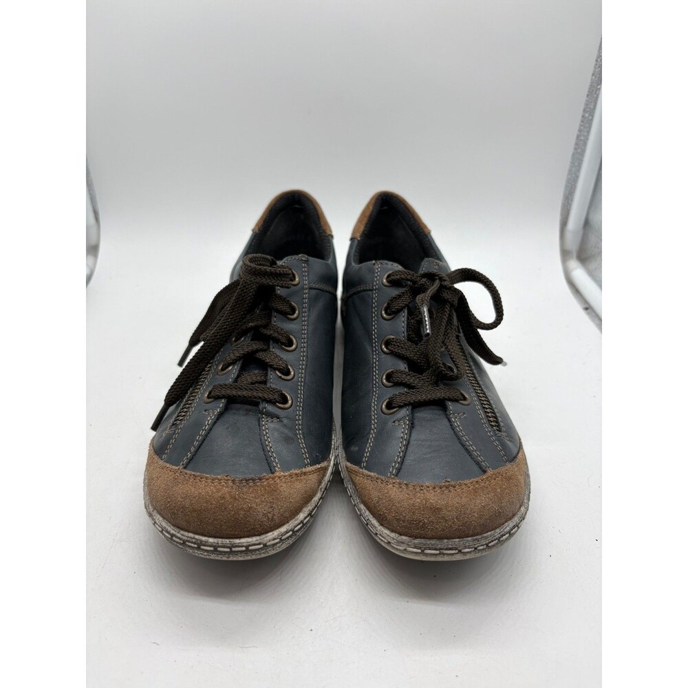 Remonte Women's Size 37 Navy Blue Leather Suede Accent Lace Up Casual Sneakers